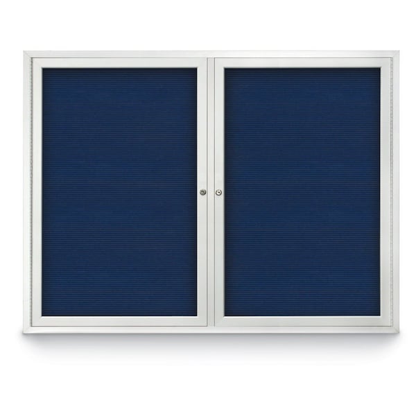 48"x36" 2-Door Enclosed Outdoor Letterboard, Blue Felt/Satin
